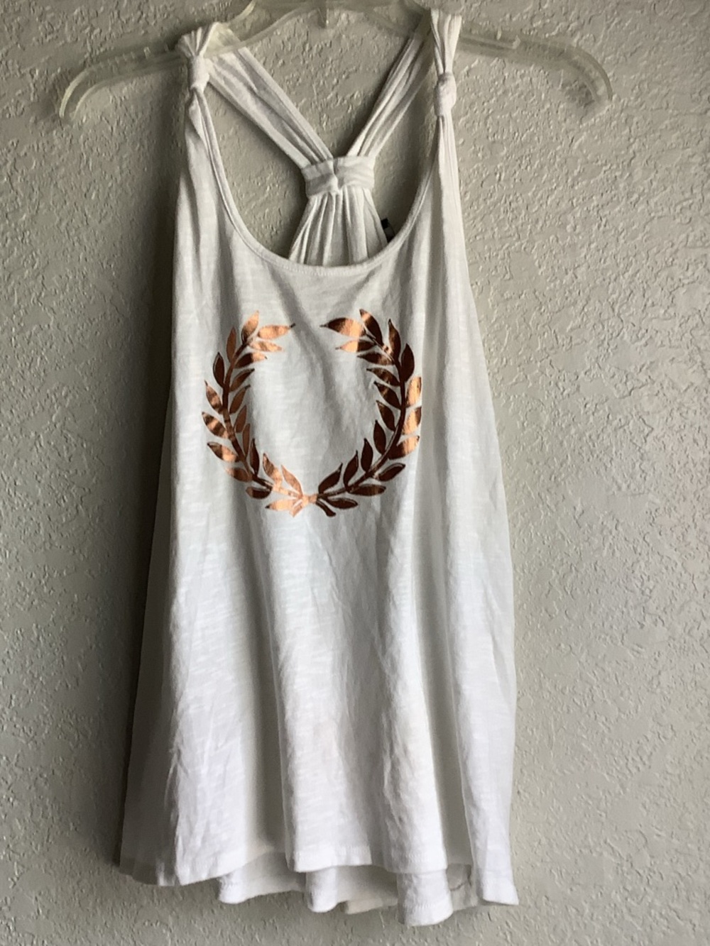 mark. White Tank with Rose Gold Laurel Wreath